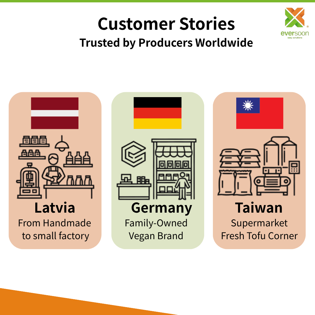 टोफू- मशीन-ग्राहक- कहानियाँ-लातविया- जर्मनी-ताइवान